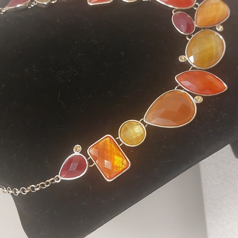 Premier Designs Poppy Multi Color Silvertone Statement Necklace - Picture 2 of 16